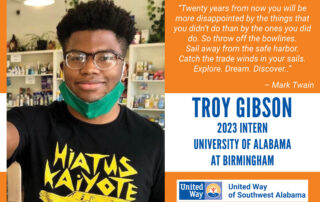 Troy Gibson, 2023 Intern from the University of Alabama at Birmingham. "Twenty years from now you will be more disappointed by the things that you didn't do than by the ones you did do. So throw off the bowlines. Sail away from the safe harbor. Catch the trade winds in your sails. Explore. Dream. Discover." - Mark Twain