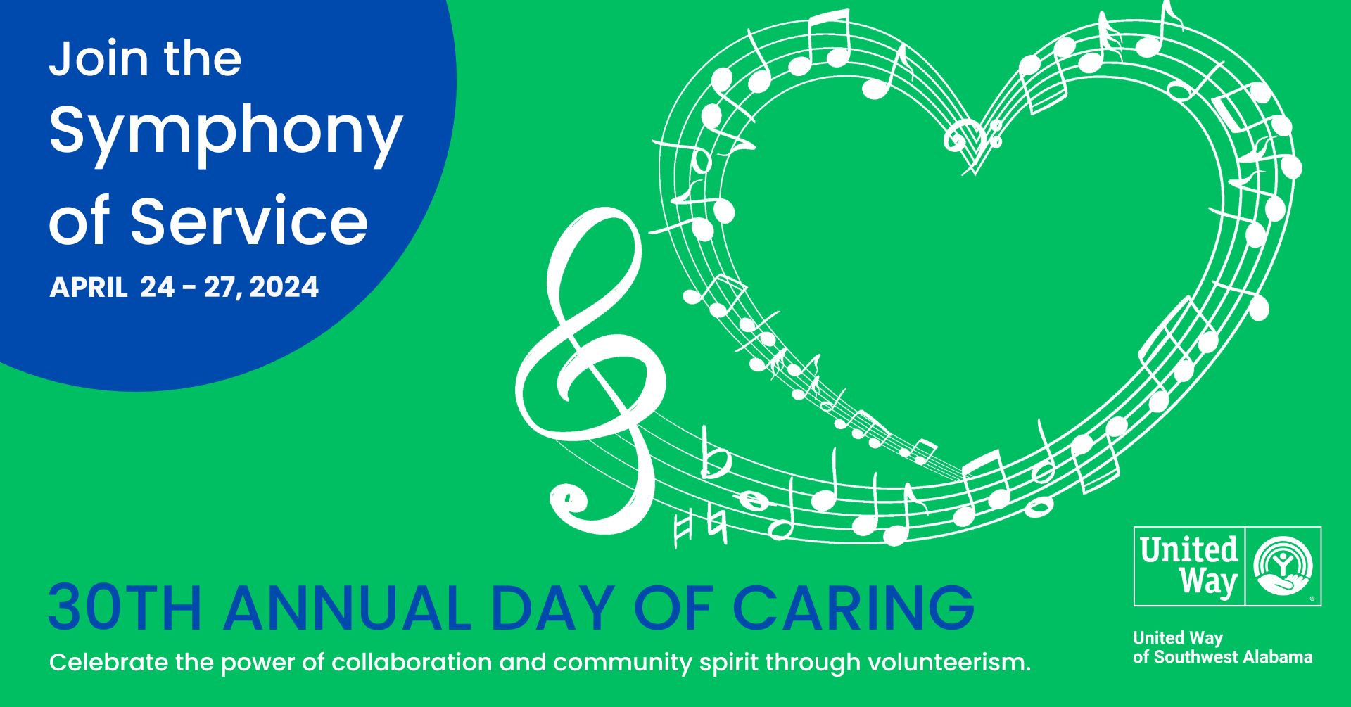 Join the Symphony of Service. 30th Annual Day of Caring. Celebrate the power of collaboration and community spirit through volunteerism.